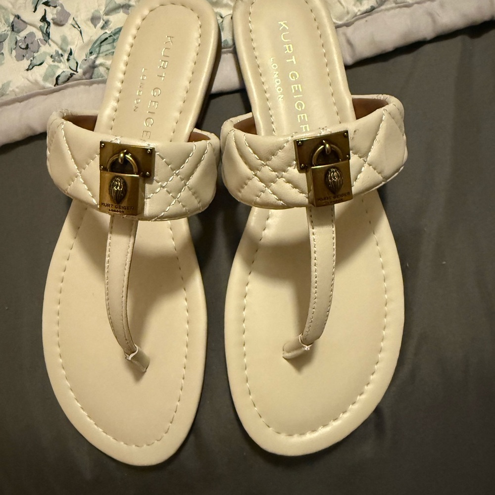 Kurt Geiger Beige Quilted Women's Sandals